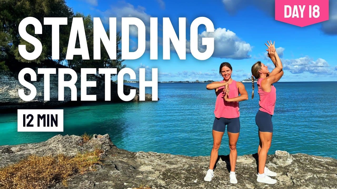 DAY 18 • 12 MIN NECK & UPPER BACK STRETCH || Standing Stretches to Release Tension & Back Knots