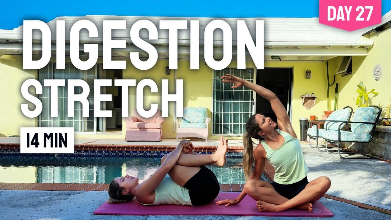 DAY 27 • 14 MIN YOGA FOR DIGESTION || Gentle Stretches for When You Overeat