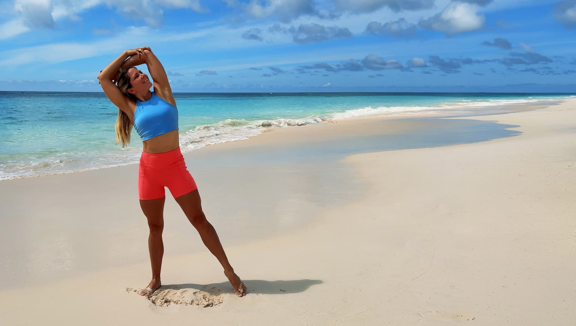 Amy - Mobility & Stretching Coach on Elbow Beach in Bermuda
