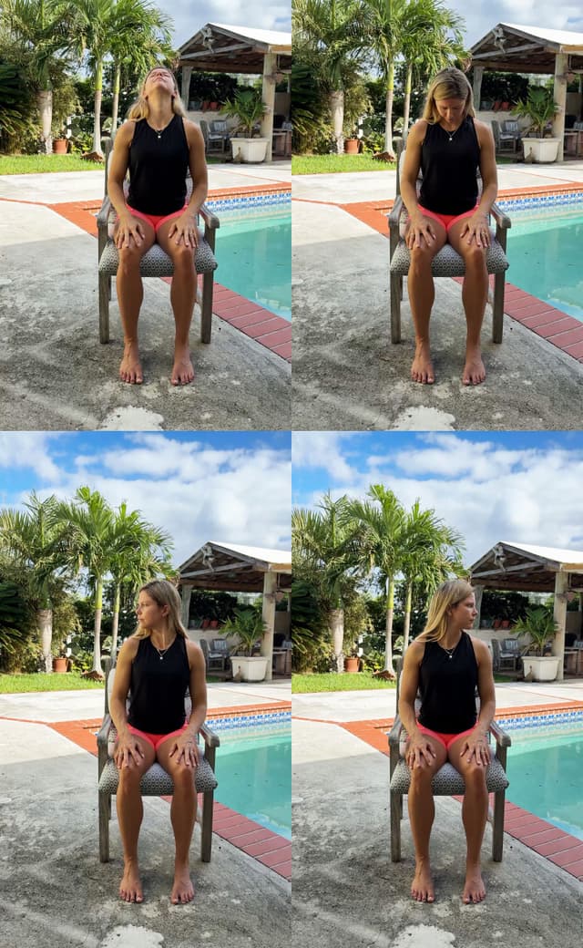 Seated Neck Mobilization standing stretch