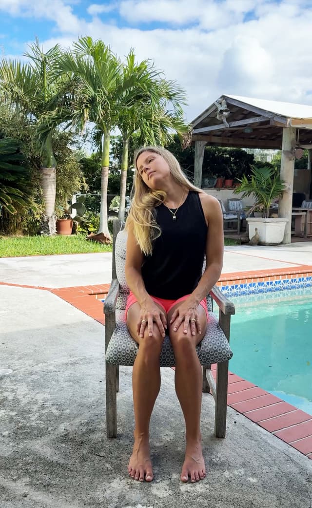 Seated Neck Half-Circles standing stretch