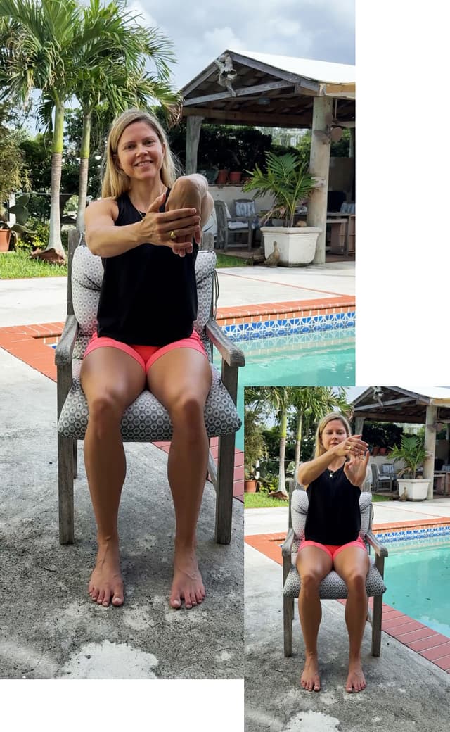 Seated Wrist Flexion and Extension standing stretch