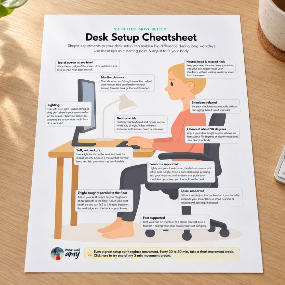 Free printable: Desk Setup Cheatsheet