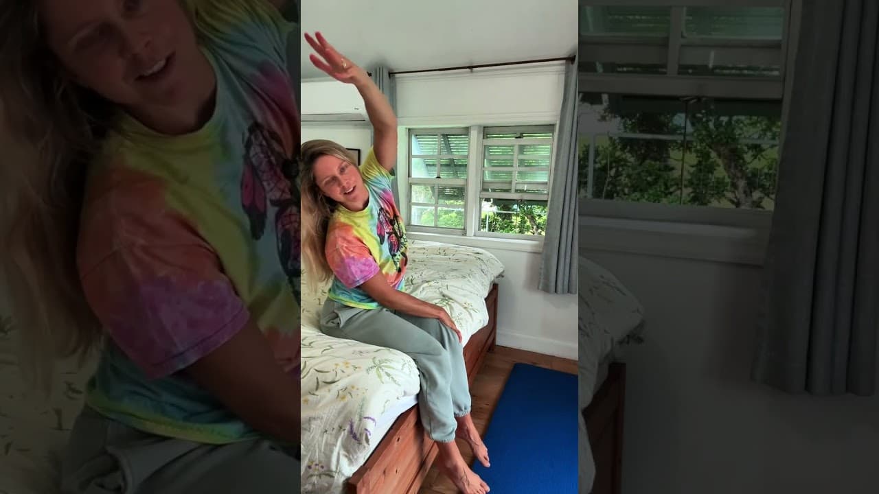 good morning! join me for a quick 3 minute morning stretch to wake up and feel good 🌞